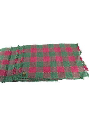 Green & Red‎ Plaid Cotton Fringe Table Placemats 100% Cotton Rustic - Set Of 4
